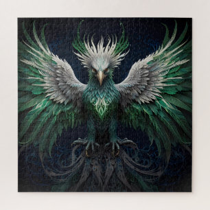Majestic Groene & Witte Phoenix Vogel Legpuzzel