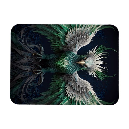Majestic Groene & Witte Phoenix Vogel Magneet (Horizontaal)