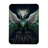 Majestic Groene & Witte Phoenix Vogel Magneet (Verticaal)