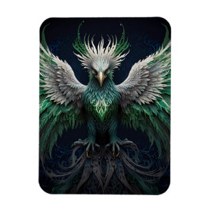 Majestic Groene & Witte Phoenix Vogel Magneet