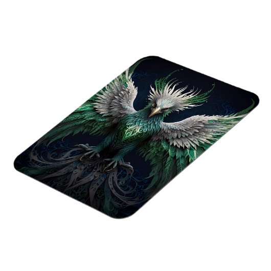 Majestic Groene & Witte Phoenix Vogel Magneet (Linkerzijde)
