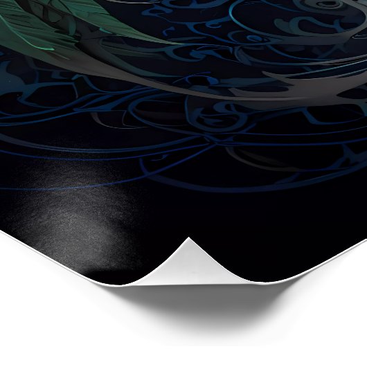 Majestic Groene & Witte Phoenix Vogel Perfect Poster (Hoek)