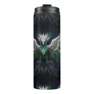 Majestic Groene & Witte Phoenix Vogel Thermosbeker