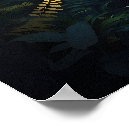 Majestic Grote Gehoornde Uil Gloeiende Nachtscène Poster (Hoek)