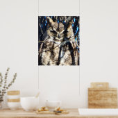 Majestic Grote Gehoornde Uil Wildlife Foto Poster (Keuken)