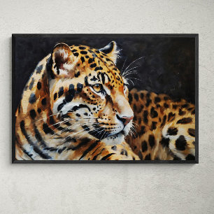 Majestic Guardian: Jaguar olieverfschilderij Poster