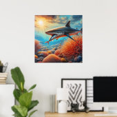 Majestic haai onder koraal poster (Thuiskantoor)