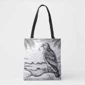 Majestic Hawk Over Ocean Uitzicht Kleuren Tote Bag (Voorkant)