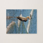 Majestic Heron Bird Beach Blue Waves Foto Puzzle Legpuzzel (Horizontaal)