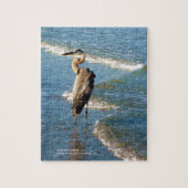 Majestic Heron Bird Beach Blue Waves Foto Puzzle Legpuzzel (Verticaal)