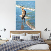 Majestic Heron Bird Ocean Waves Florida Verenigde  Canvas Afdruk (Insitu (Slaapkamer))