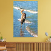Majestic Heron Bird Ocean Waves Florida Verenigde  Canvas Afdruk (Insitu (Woonkamer))