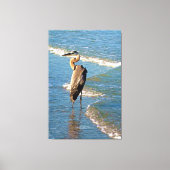 Majestic Heron Bird Ocean Waves Florida Verenigde  Canvas Afdruk (Voorkant)