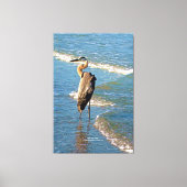 Majestic Heron Bird Ocean Waves Florida Verenigde  Canvas Afdruk (Voorkant)