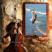 Majestic Heron Bird Ocean Waves Florida Verenigde  Canvas Afdruk