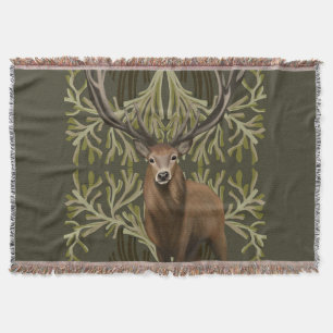 Majestic hert Abstract groen bos Deken
