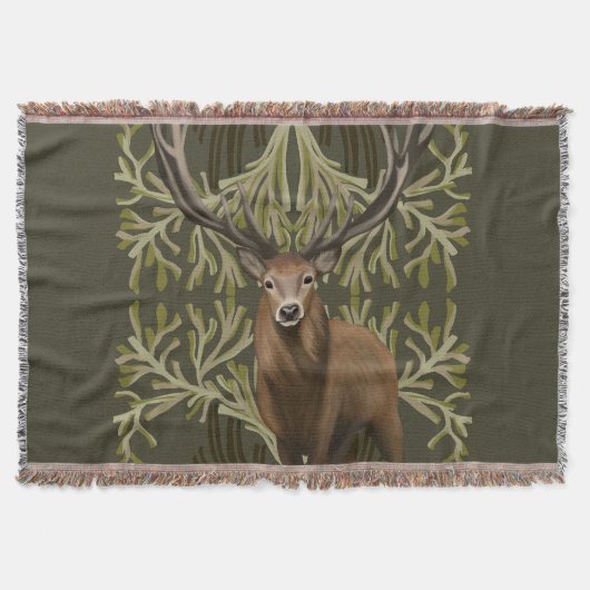 Majestic hert Abstract groen bos Deken (Voorkant)