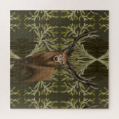 Majestic hert Abstract groen bos Legpuzzel (Horizontaal)