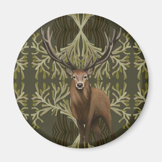 Majestic hert Abstract groen bos Magneet (Voorkant)