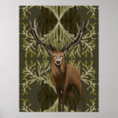 Majestic hert Abstract groen bos Poster (Voorkant)