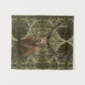 Majestic hert Abstract groen bos Wandkleed (Voorkant (horizontaal))