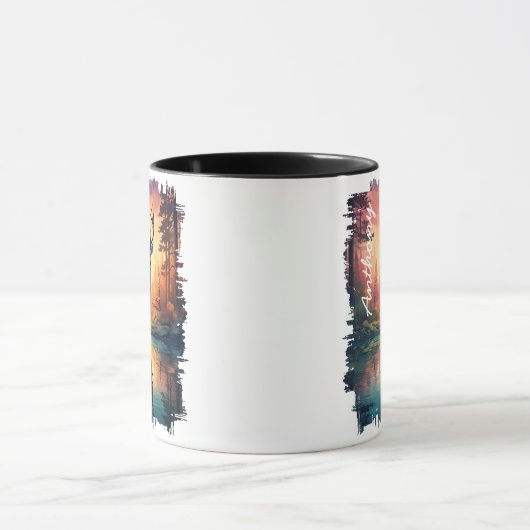 Majestic Herten bij Sunset Lake Reflection Mok (Midden)