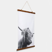 Majestic Highland koe zwart-wit Hangend Wandkleed (Gebogen)