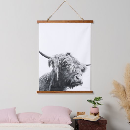Majestic Highland koe zwart-wit Hangend Wandkleed (Slaapkamer)