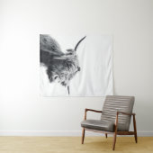 Majestic Highland koe zwart-wit Wandkleed (In Situ (horizontaal))