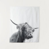 Majestic Highland koe zwart-wit Wandkleed (Voorkant)