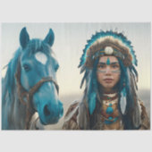 Majestic Horse And Young Native Woman Tissuepapier (Voorkant)