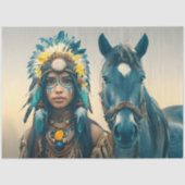 Majestic Horse And Young Native Woman Tissuepapier (Voorkant)