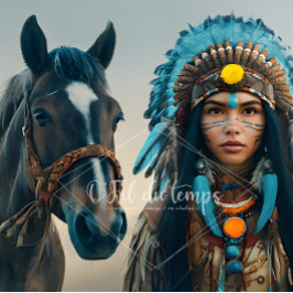 Majestic Horse And Young Native Woman Tissuepapier