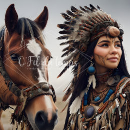 Majestic Horse And Young Native Woman Tissuepapier