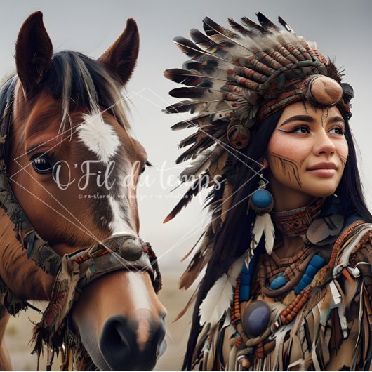 Majestic Horse And Young Native Woman Tissuepapier