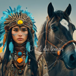 Majestic Horse And Young Native Woman Tissuepapier