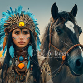 Majestic Horse And Young Native Woman Tissuepapier