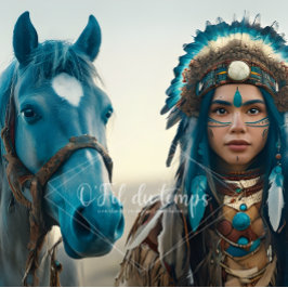 Majestic Horse And Young Native Woman Tissuepapier