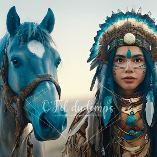 Majestic Horse And Young Native Woman Tissuepapier