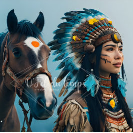 Majestic Horse And Young Native Woman Tissuepapier