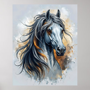 Majestic Horse Art Gedetailleerde Realistische Man Poster