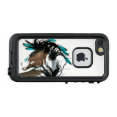Majestic Horse Blauwgroen Feathers beroemd gemaakt LifeProof iPhone Hoesje (Achterkant (horizontaal))