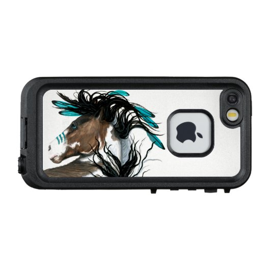 Majestic Horse Blauwgroen Feathers beroemd gemaakt LifeProof iPhone Hoesje (Achterkant (horizontaal))