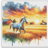 Majestic Horse Canters bij zonsondergang Sticker (Voorkant)
