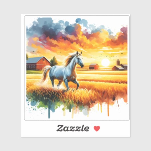 Majestic Horse Canters bij zonsondergang Sticker (Vel)