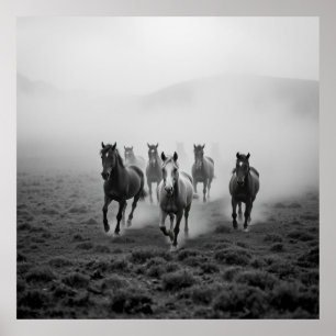 Majestic Horse Charcoal Drawing - Grace and Streng Poster