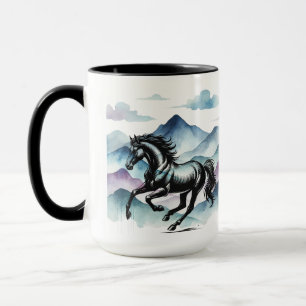 Majestic Horse en Waterverf Mountains Mok