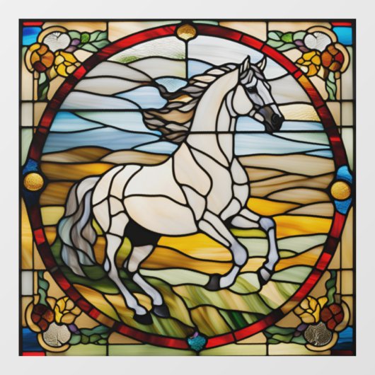 Majestic Horse Faux Glas in lood Raamsticker (Vel)