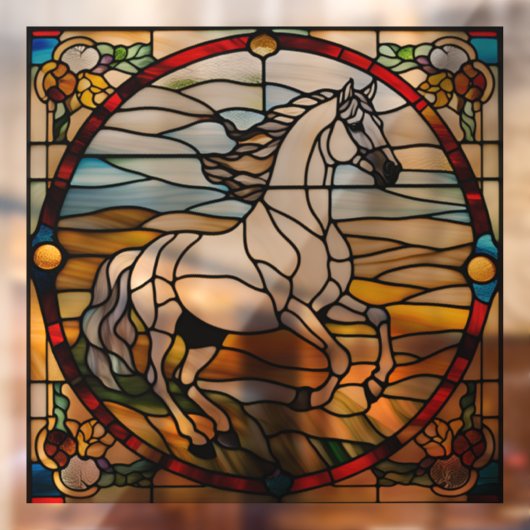 Majestic Horse Faux Glas in lood Raamsticker (Vel 2)