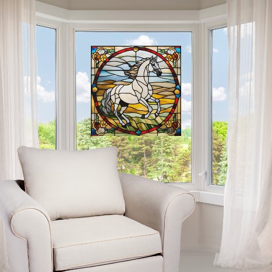 Majestic Horse Faux Glas in lood Raamsticker